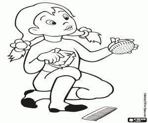 Zij met de borstels van het paard kleurplaat