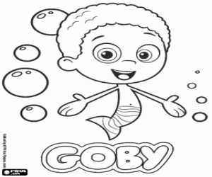 Een van de Bubble Guppies, Goby kleurplaat