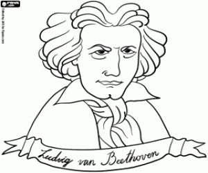 De buste van Beethoven kleurplaat