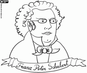 De buste van Schubert kleurplaat