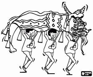 De Chinese draak in de viering kleurplaat