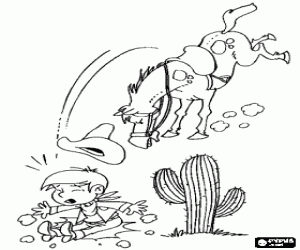 De cowboy is gedaald van het paard kleurplaat