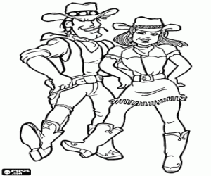 De cowboys dansen country muziek kleurplaat