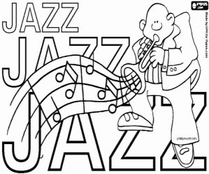 De dag van jazz muziek kleurplaat