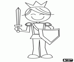 De dappere prins met zwaard kleurplaat