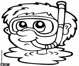 De duiker hoofd uit het water kleurplaat