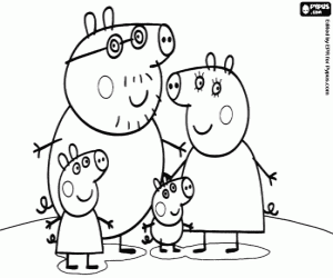De familie van Peppa varken kleurplaat