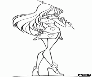 De fee Flora met een bloem kleurplaat