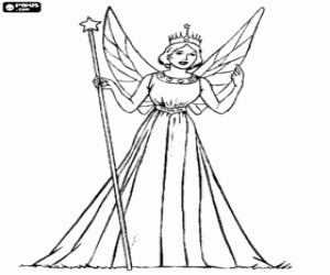De feekoningin met de kroon kleurplaat