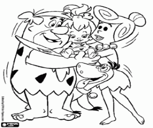 De Flintstones familie kleurplaat