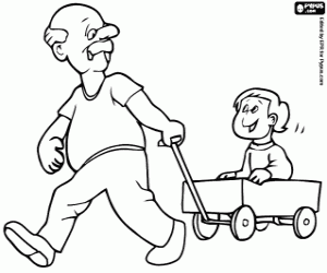 De grootvader spelen met zijn kleinzoon kleurplaat