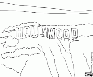 De Hollywood-letters in L.A. heuvel kleurplaat