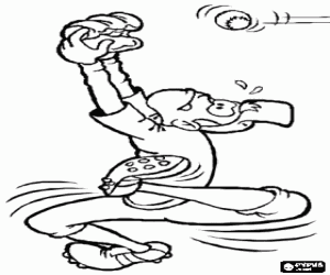 De inspanning van de honkbalspeler kleurplaat