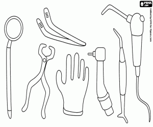 De instrumenten van de tandarts kleurplaat