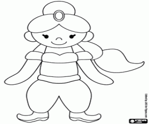 De jonge Arabische prinses kleurplaat