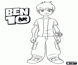 De jongen Ben Tennyson is Ben 10 kleurplaat