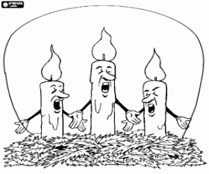 De kaarsen zingen kerstliederen kleurplaat