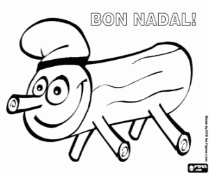 De kerst houtblok, in het Catalaans kleurplaat