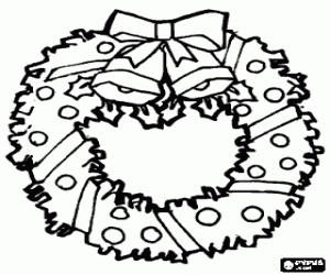 De krans van Kerstmis met klokken kleurplaat