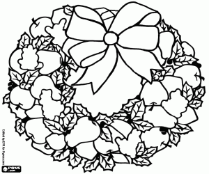 De kroon van Kerstmis met vruchten kleurplaat