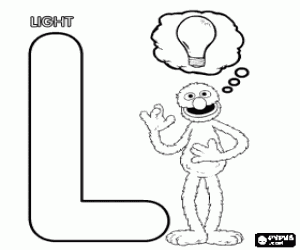 De letter L met Grover en het licht kleurplaat