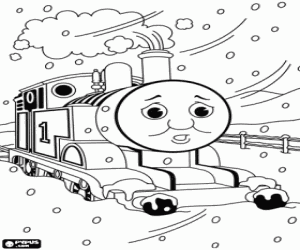 De locomotief Thomas en de sneeuw kleurplaat