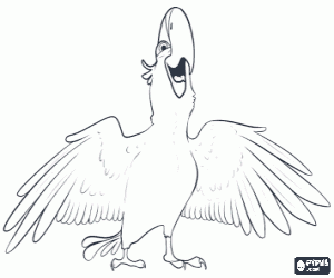 De macaw Blu van de film Rio kleurplaat