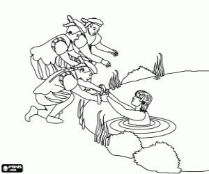 De markies verdrinkt in de rivier kleurplaat