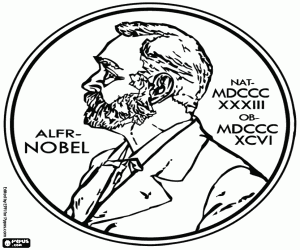 De medaille voor de Nobelprijs kleurplaat