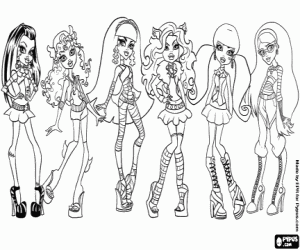 De meisjes uit Monster High kleurplaat
