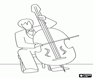De muzikant met de cello kleurplaat