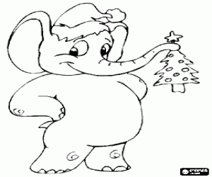 De olifant viert Kerstmis kleurplaat