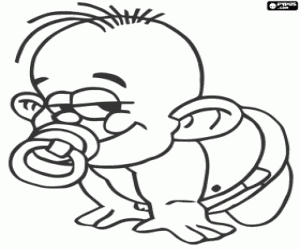 De ondeugende baby met fopspeen kleurplaat