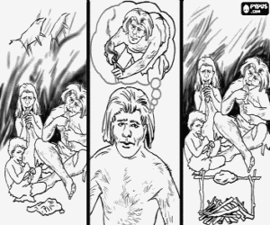 De ontdekking van het vuur kleurplaat