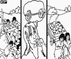 De ontdekking van het wiel kleurplaat