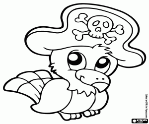 De papegaai van piraten kleurplaat