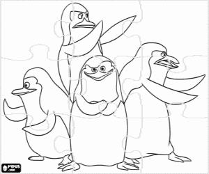 De Pinguins van Madagascar puzzel kleurplaat