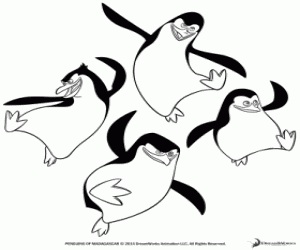 De pinguïns van Madagascar dansen kleurplaat