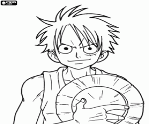 De Piraat kapitein Monkey Ruffy kleurplaat