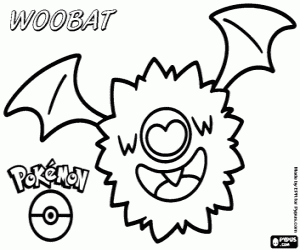 De pokemon vleermuis Woobat kleurplaat