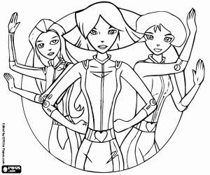 De protagonisten van Totally Spies kleurplaat