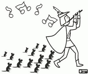 De ratten na de rattenvanger van Hamelen kleurplaat