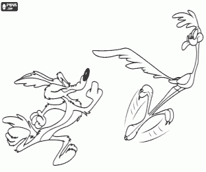 De Road Runner en Wile Coyote kleurplaat