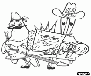 De rock band van SpongeBob kleurplaat