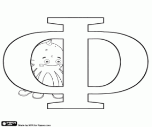 De Russische letter Ф met Pypus kleurplaat