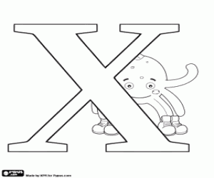 De Russische letter Х en Pypus achter kleurplaat