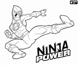 De sprong van de Power Rangers ninja kleurplaat