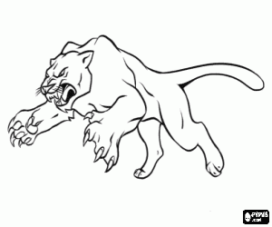 De sprong van de zwarte panter kleurplaat