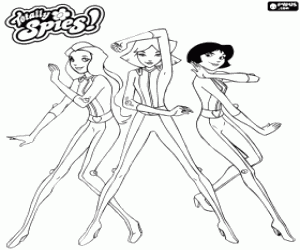 De Totally Spies met spion kostuums kleurplaat