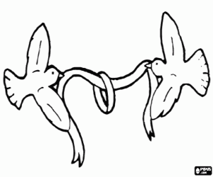 De trouwring en de duiven kleurplaat